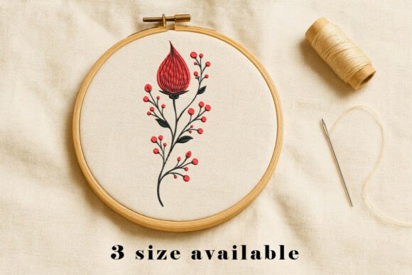 Red Floral Botanical Embroidery Design Review