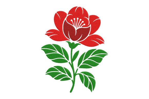 Stylized Rose Embroidery Design for Apparel