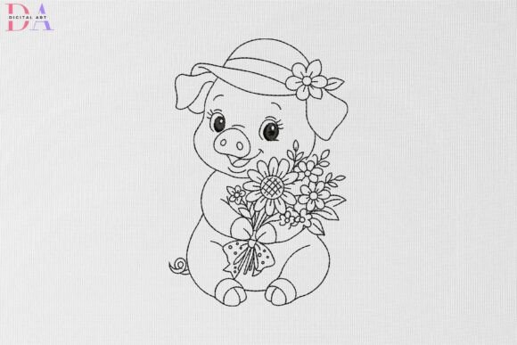 Sweet Piglet with Sunflower Bouquet Design Review